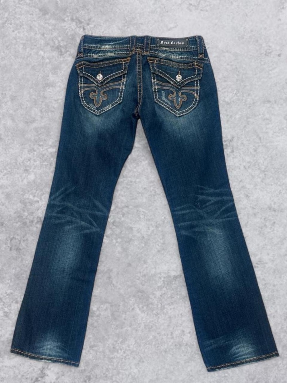 Rock Revival Women's Dark Blue Boot Cut Jeans with Embroidered Back Pockets